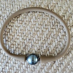 Taupe Silicone & Tahitian Pearl Bracelet